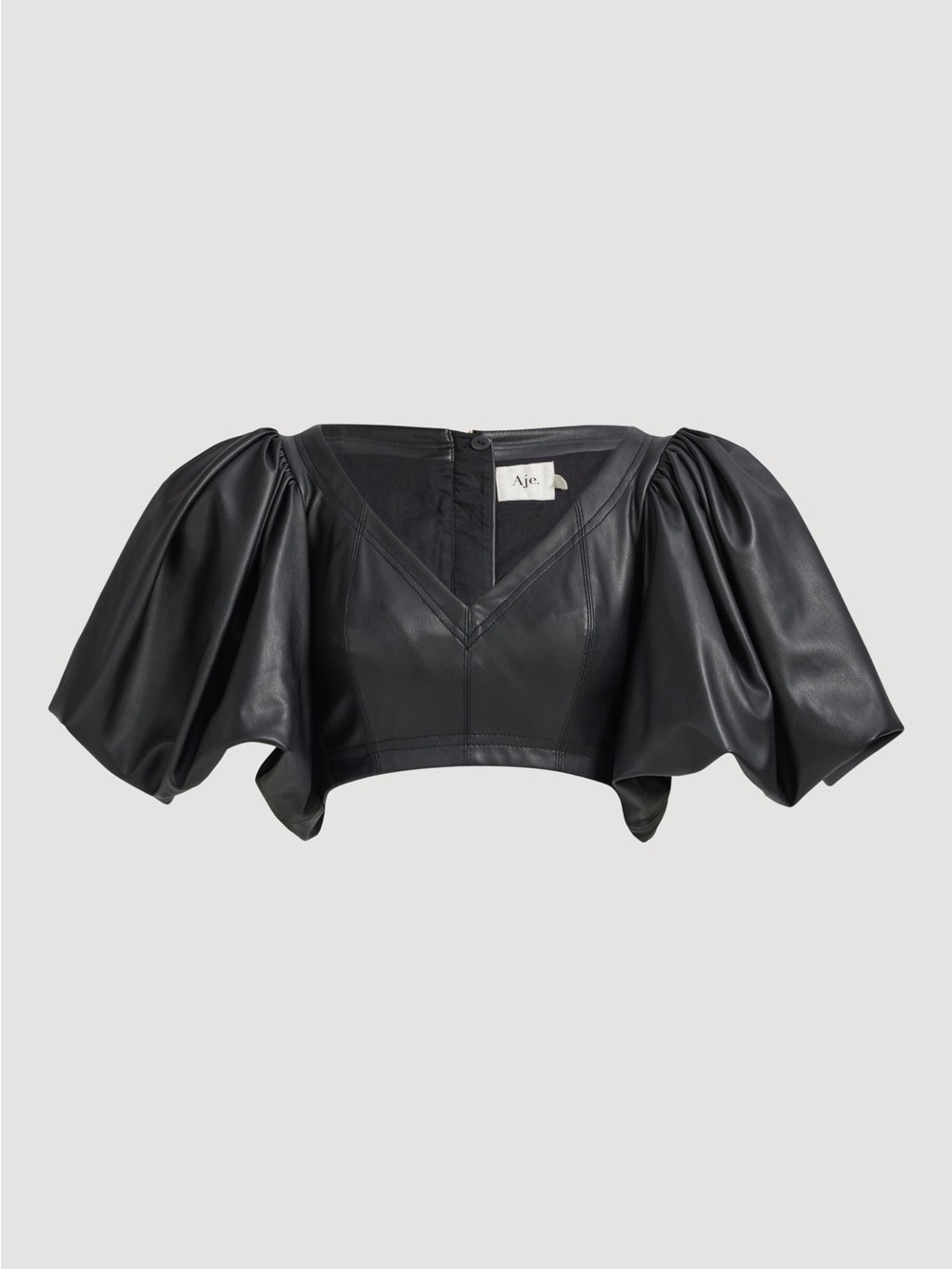 Aje Spoken Puff Sleeve Crop Top In Black Size 6